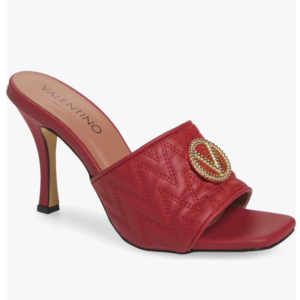 ORIGINAL Valentino Red Quilted Heels with Gold Accent